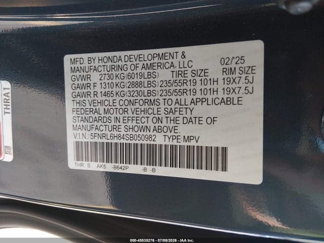 2025 HONDA ODYSSEY TOURING 9