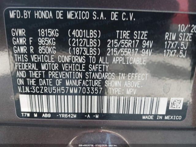 2021 HONDA HR-V 2WD EX 9
