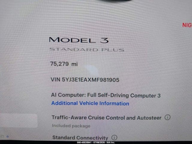 2021 TESLA MODEL 3 STANDARD RANGE PLUS REAR-WHEEL DRIVE 7