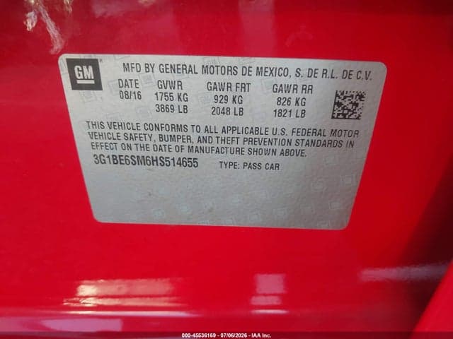2017 CHEVROLET CRUZE LT AUTO 9