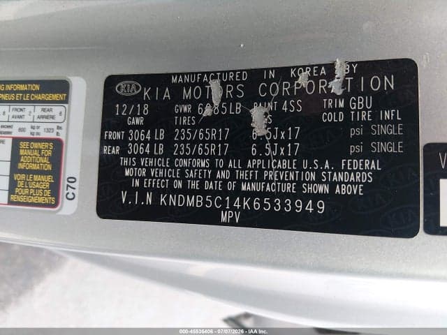 2019 KIA SEDONA LX 9