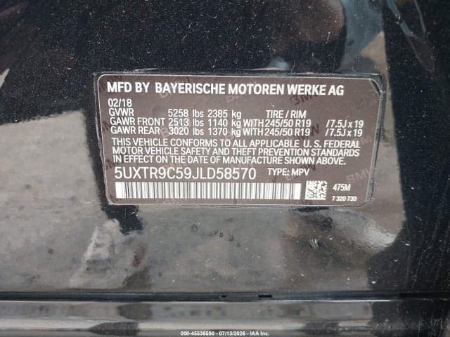 2018 BMW X3 XDRIVE30I 9