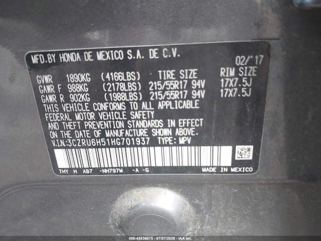 2017 HONDA HR-V EX 9