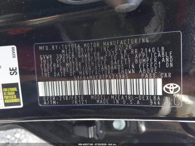 2026 TOYOTA COROLLA LE 9