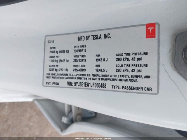 2018 TESLA MODEL 3 LONG RANGE/MID RANGE 9