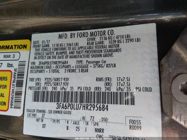 2017 FORD FUSION HYBRID SE 9