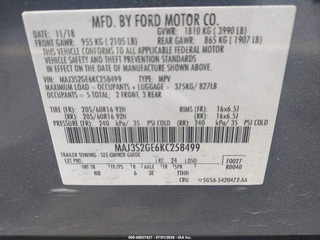 2019 FORD ECOSPORT SE 9