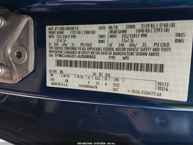 2018 FORD ESCAPE SE 9