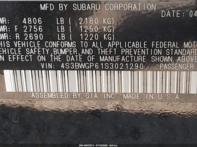 2025 SUBARU LEGACY TOURING XT 9