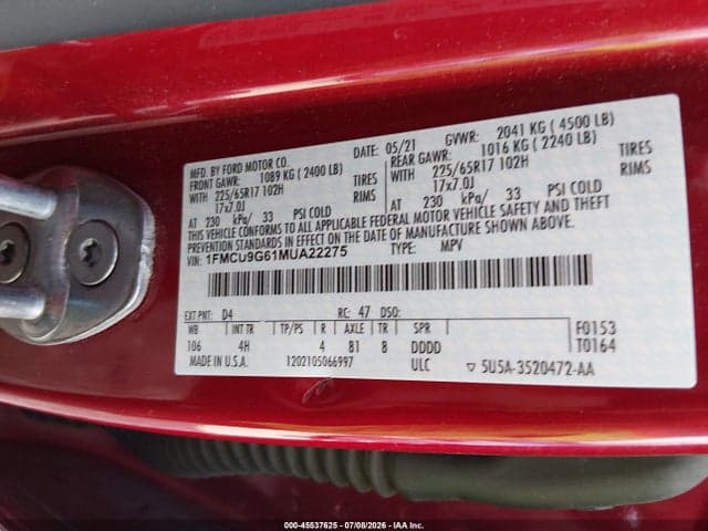 2021 FORD ESCAPE SE 9