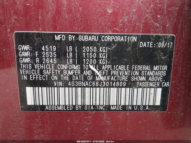 2018 SUBARU LEGACY 2.5I PREMIUM 9