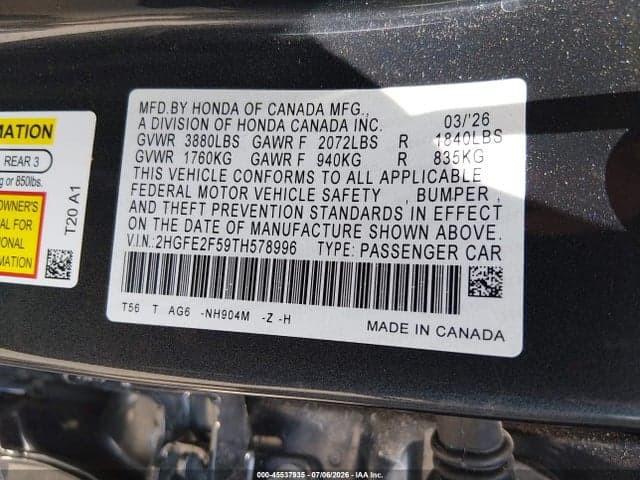 2026 HONDA CIVIC SPORT 9