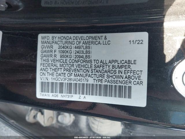 2022 HONDA ACCORD HYBRID SPORT 9