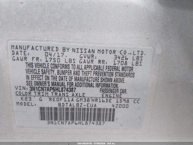 2017 NISSAN VERSA 1.6 SV 9