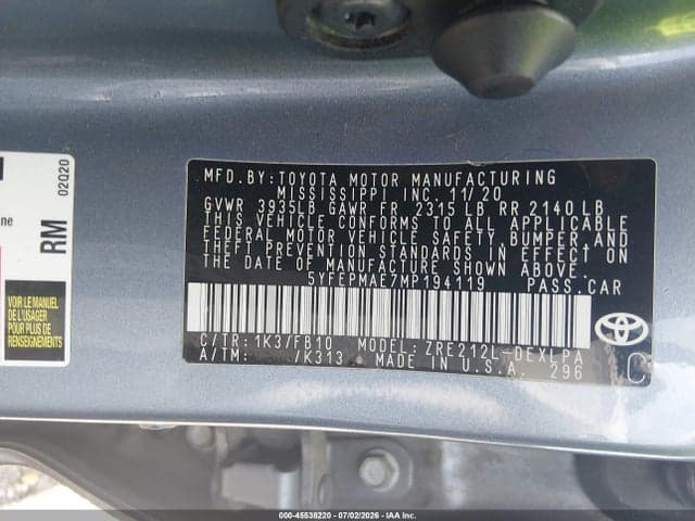 2021 TOYOTA COROLLA LE 9