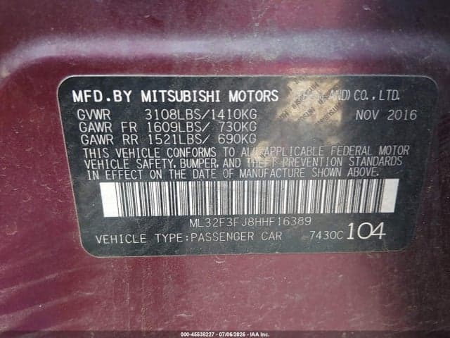 2017 MITSUBISHI MIRAGE G4 ES 9