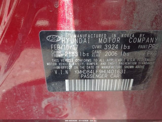 2017 HYUNDAI ELANTRA SE 9