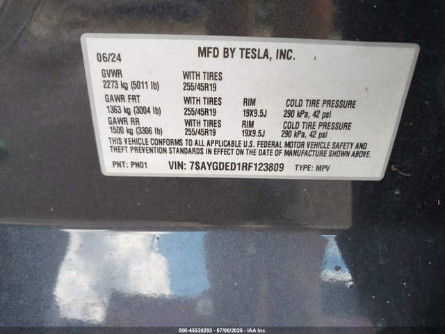 2024 TESLA MODEL Y LONG RANGE SINGLE MOTOR REAR-WHEEL DRIVE/RWD 9