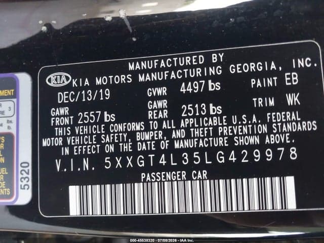2020 KIA OPTIMA S 9