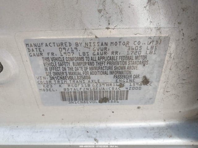 2020 NISSAN VERSA SV XTRONIC CVT 9