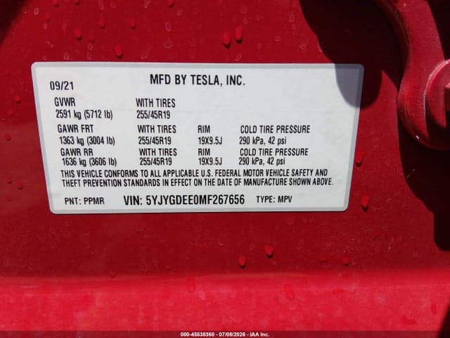 2021 TESLA MODEL Y LONG RANGE DUAL MOTOR ALL-WHEEL DRIVE 9