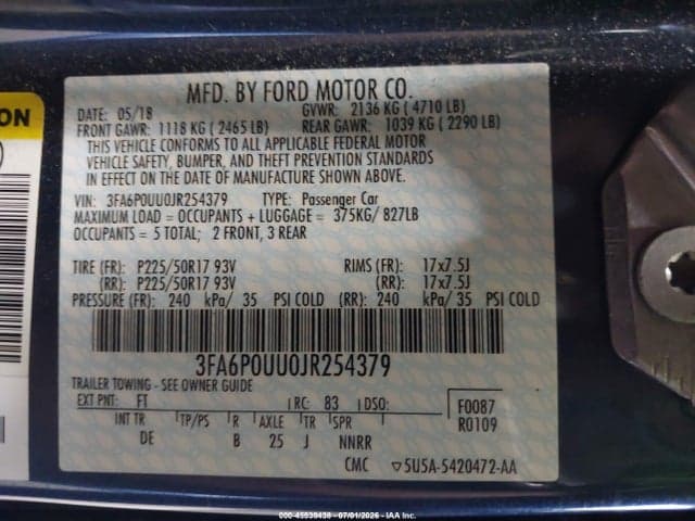 2018 FORD FUSION HYBRID S 9