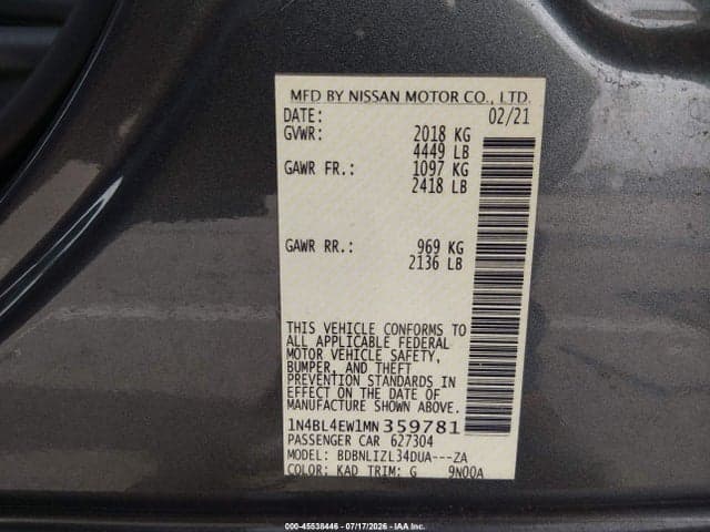 2021 NISSAN ALTIMA SL INTELLIGENT AWD 9