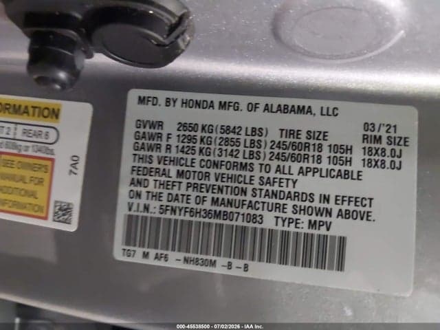2021 HONDA PILOT AWD EX 9