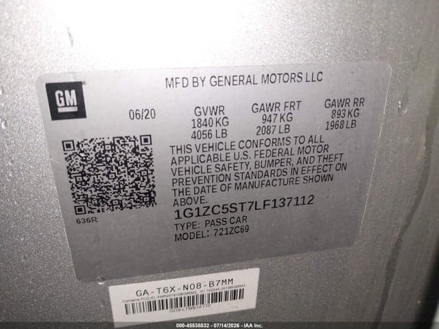 2020 CHEVROLET MALIBU FWD 1FL 9