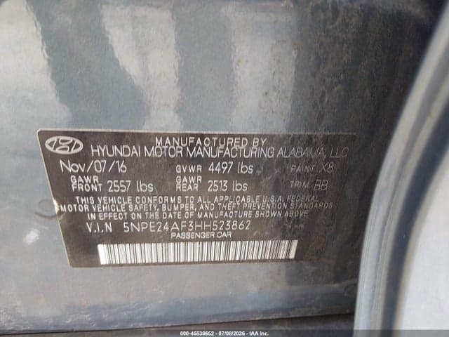 2017 HYUNDAI SONATA SE 9