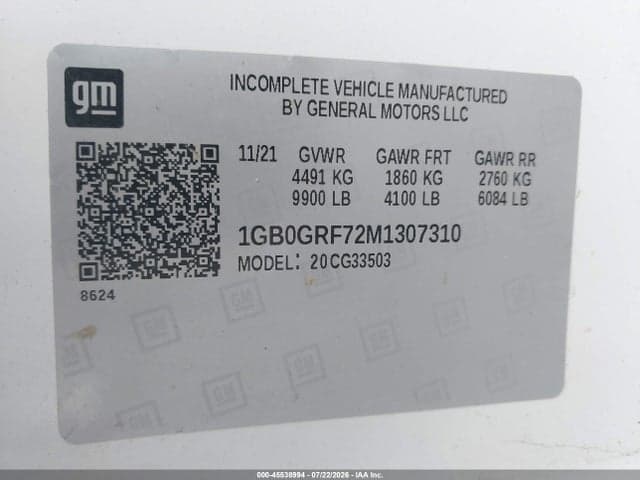 2021 CHEVROLET EXPRESS CUTAWAY WORK VAN 9