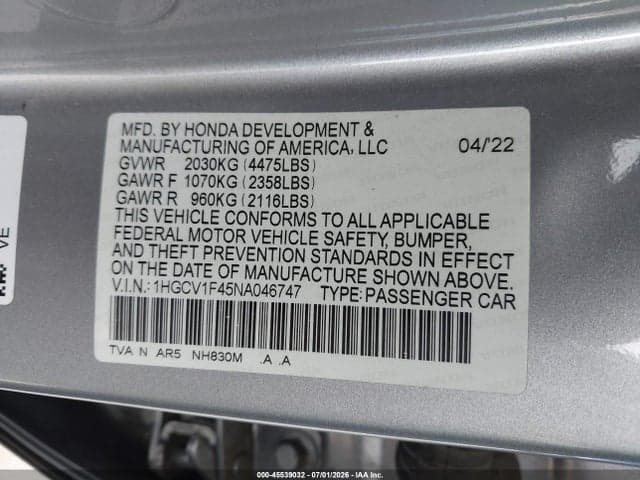 2022 HONDA ACCORD SPORT SPECIAL EDITION 9