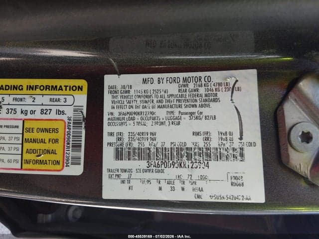 2019 FORD FUSION TITANIUM 9