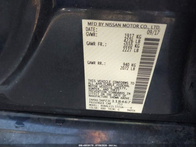 2018 NISSAN ALTIMA 2.5 S 9