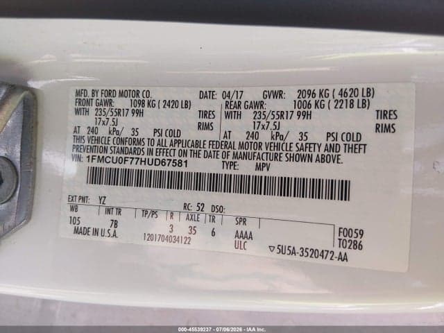 2017 FORD ESCAPE S 9