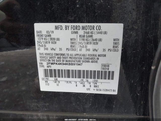 2019 FORD EDGE TITANIUM 9