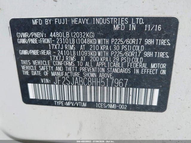 2017 SUBARU FORESTER 2.5I 9