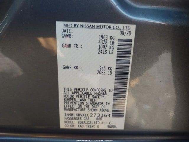 2020 NISSAN ALTIMA S FWD 9