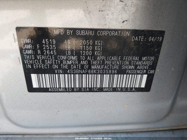2019 SUBARU LEGACY 2.5I PREMIUM 9