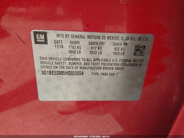 2017 CHEVROLET CRUZE LT AUTO 9