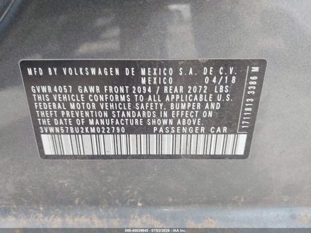 2019 VOLKSWAGEN JETTA 1.4T S 9