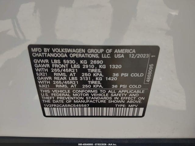 2024 VOLKSWAGEN ATLAS 2.0T SEL PREMIUM R-LINE 9