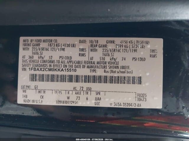 2019 FORD TRANSIT-350 XL/XLT 9