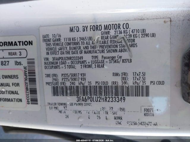 2017 FORD FUSION HYBRID SE 9