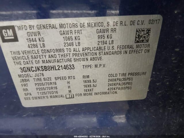 2017 CHEVROLET TRAX LS 9