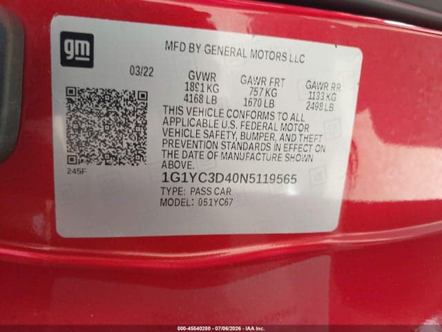 2022 CHEVROLET CORVETTE STINGRAY RWD 3LT 9
