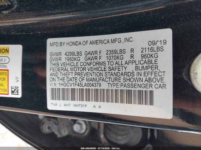 2020 HONDA ACCORD EX 9
