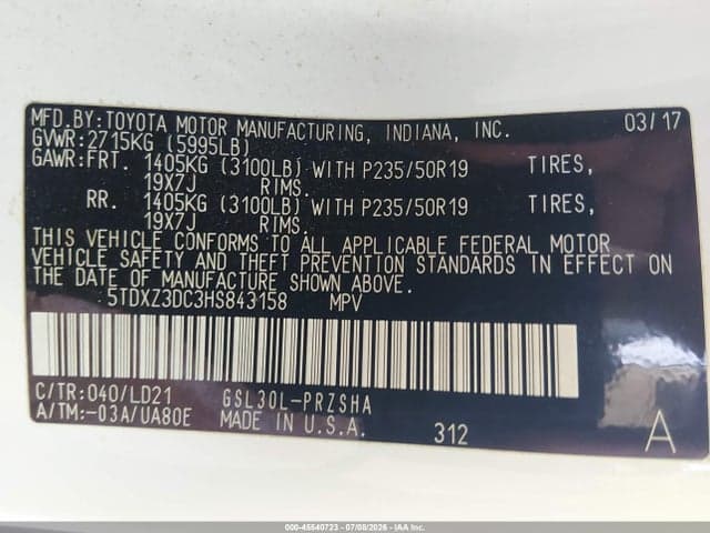 2017 TOYOTA SIENNA SE PREMIUM 8 PASSENGER 9
