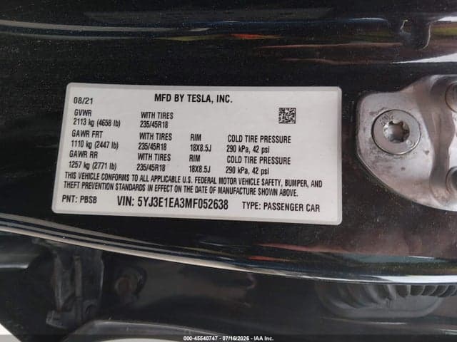 2021 TESLA MODEL 3 STANDARD RANGE PLUS REAR-WHEEL DRIVE 9