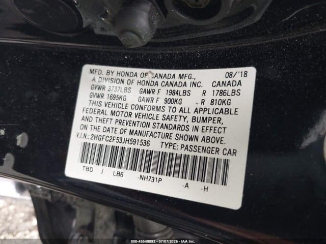 2018 HONDA CIVIC LX 9